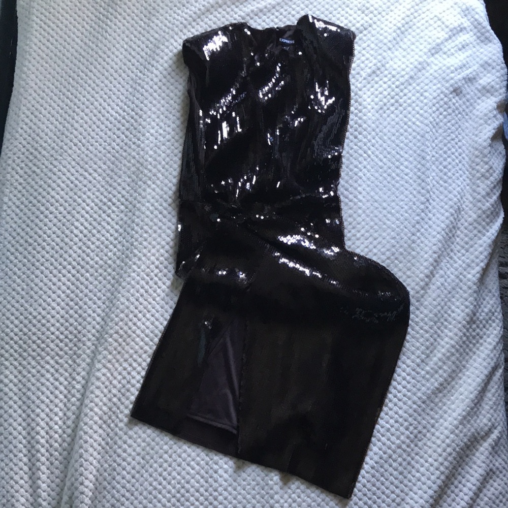 EXPRESS brown cocoa sequin party dress with brown lining BNWT Size Small